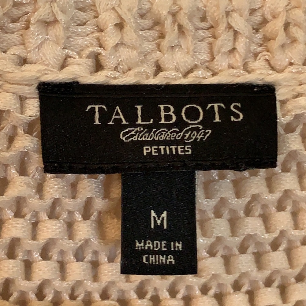 Talbots Petites Sweater Cream Knit Short Sleeve - Picture 4 of 8